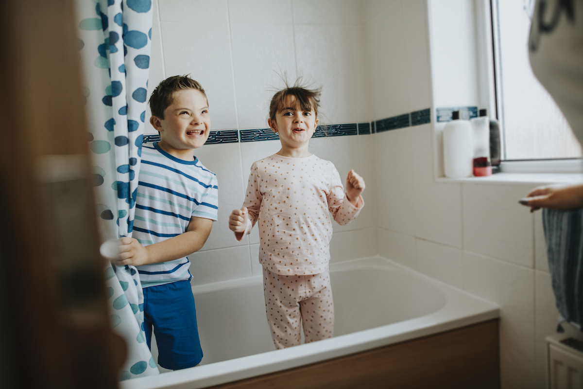 Sister and brother playing peekaboo in the bathroom – Ben Davis Conservancy  District